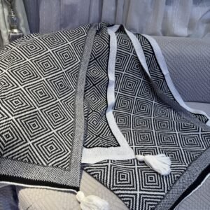 BLACK THICK WOVEN THROW BLANKET FOR COUCH (SIZE 125*170CM)