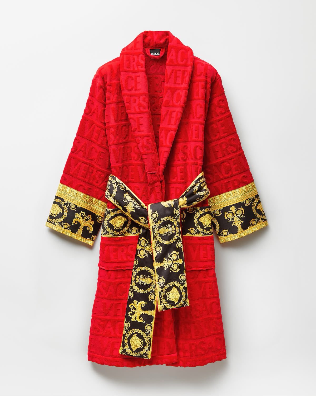 RED 100% COTTON ORIGINAL VERSACE LUXURY BATHROBE (DELIVERY IN 10-15 WORKING DAYS)