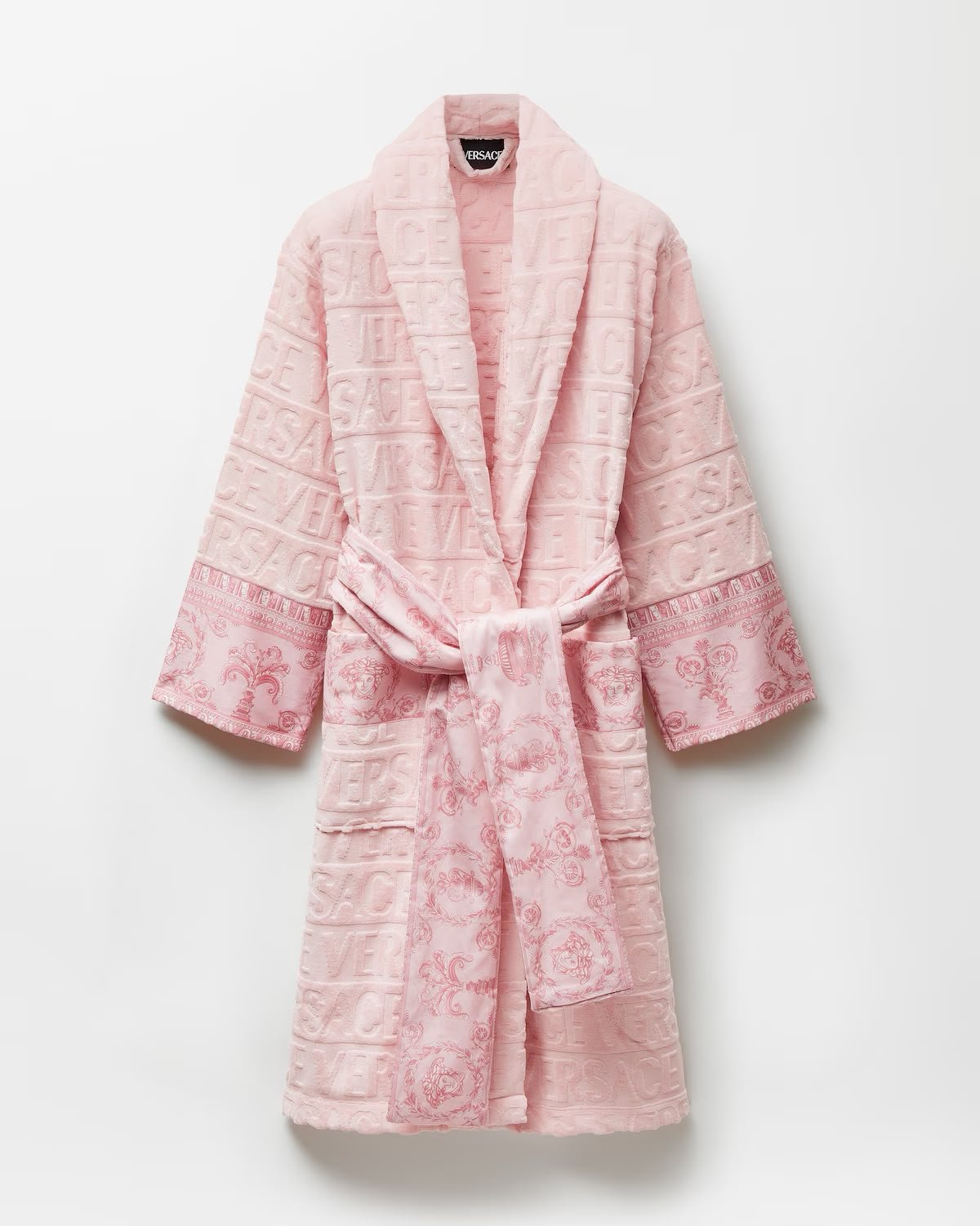 LIGHT PINK 100% COTTON ORIGINAL VERSACE LUXURY BATHROBE (DELIVERY IN 10-15 WORKING DAYS)
