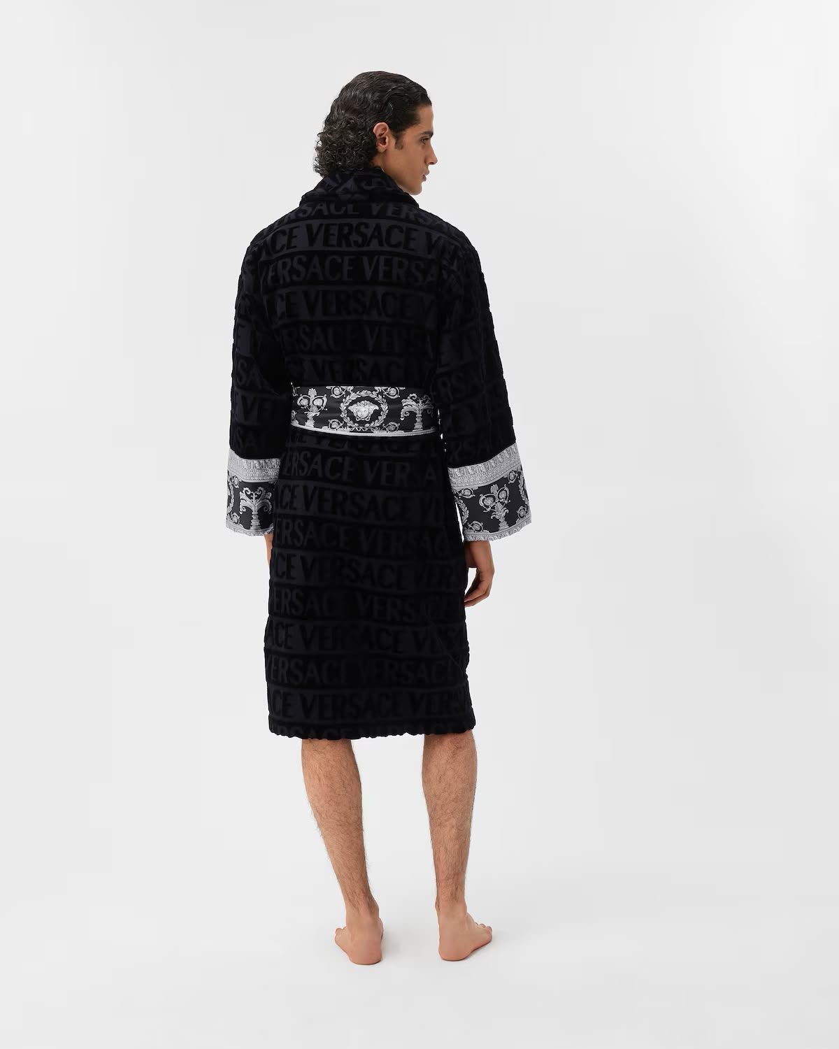 BLACK WITH SILVER 100% COTTON ORIGINAL VERSACE LUXURY BATHROBE (DELIVERY IN 10-15 WORKING DAYS) - Image 3