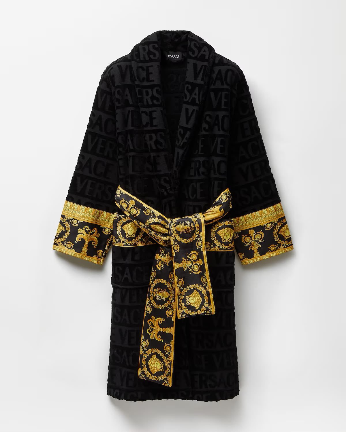 BLACK 100% COTTON ORIGINAL VERSACE LUXURY BATHROBE  (DELIVERY IN 10-15 WORKING DAYS)