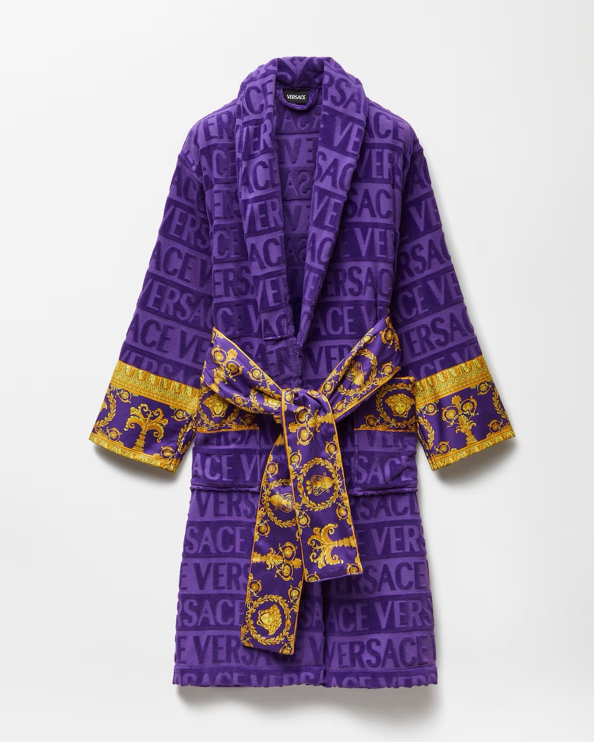 PURPLE 100% COTTON ORIGINAL VERSACE LUXURY BATHROBE (DELIVERY IN 10-15 WORKING DAYS)