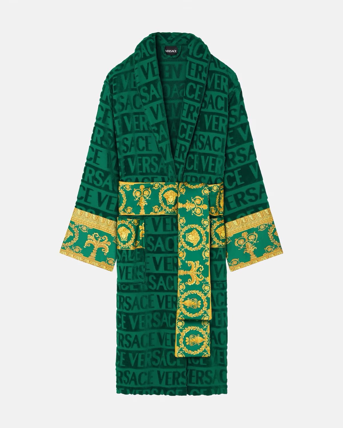 GREEN 100% COTTON ORIGINAL VERSACE LUXURY BATHROBE (DELIVERY IN 10-15 WORKING DAYS)