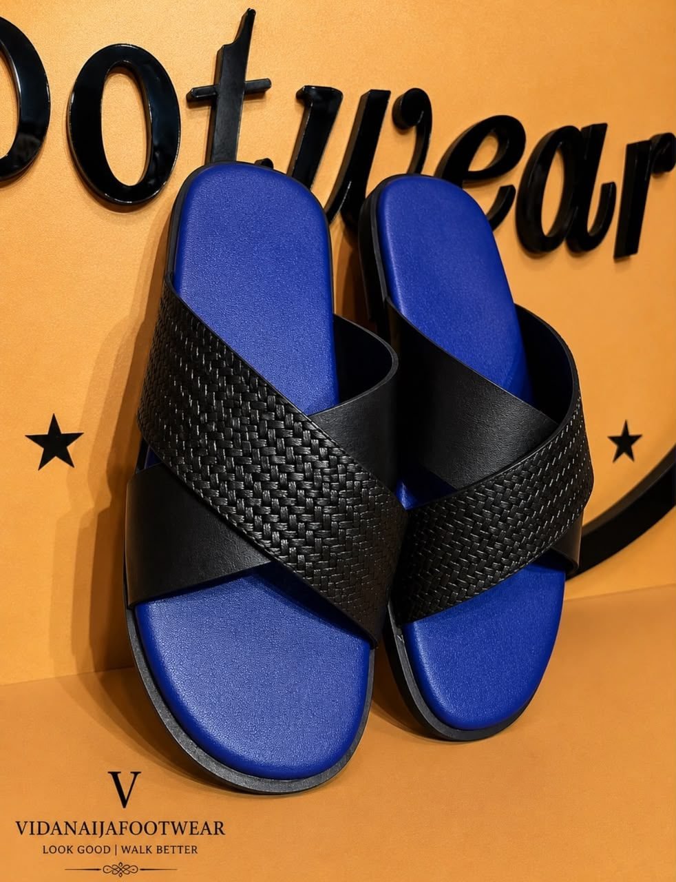 BLUE BLACK MALE SLIPPERS SIZE 45 005